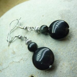 Boucles d'oreilles Obsidienne oeil céleste