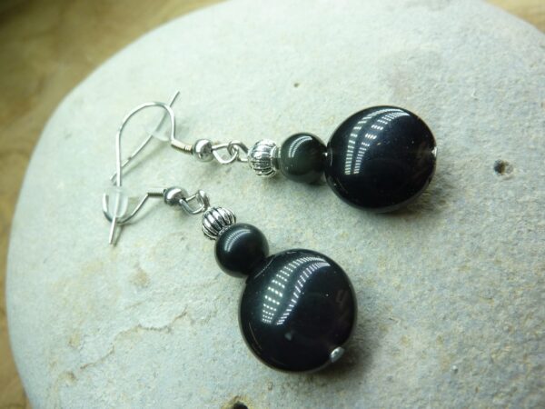 Boucles d'oreilles Obsidienne oeil céleste