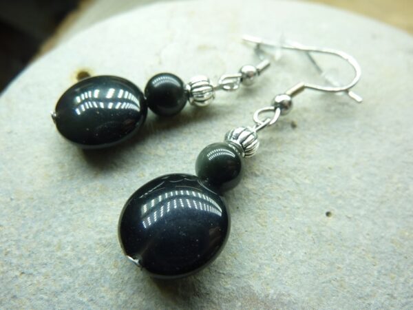 Boucles d'oreilles Obsidienne oeil céleste