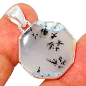 Pendentif Merlinite opale dentritique Monture argent 925 REF 7539