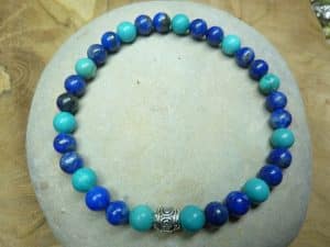 Bracelet Turquoise-Lapis lazuli - perles rondes 6 mm