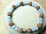 Bracelet Angélite-Rudraksha perles rondes 8-6 mm