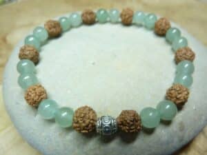 Bracelet Aventurine-Rudraksha perles rondes 8-6 mm