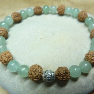 Bracelet Aventurine-Rudraksha perles rondes 8-6 mm