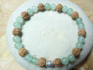 Bracelet Aventurine-Rudraksha perles rondes 8-6 mm
