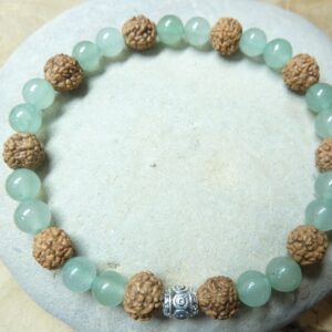 Bracelet Aventurine-Rudraksha perles rondes 8-6 mm