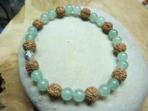 Bracelet Aventurine-Rudraksha perles rondes 8-6 mm