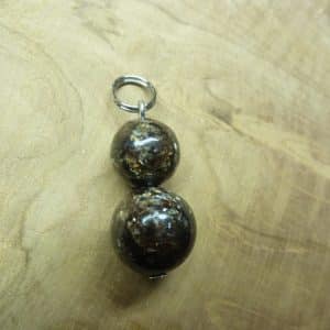 Pendentif Biotite mica-Bouddha - Perles rondes 12-10 mm