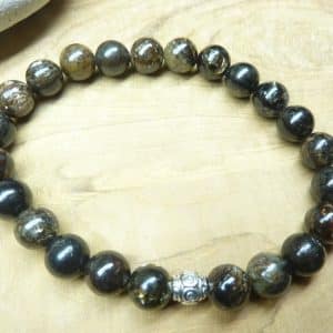Bracelet Biotite mica - Perles rondes 8 mm