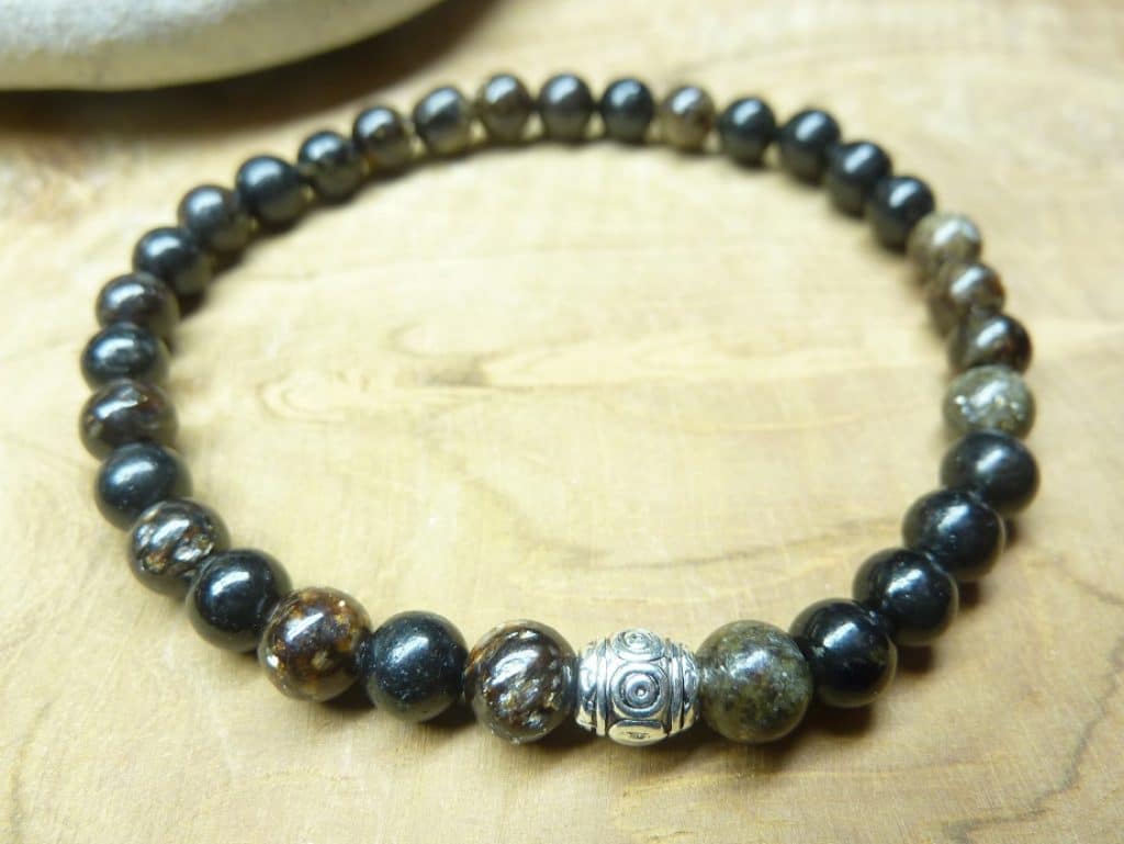 Bracelet Biotite mica - Perles rondes 6 mm 