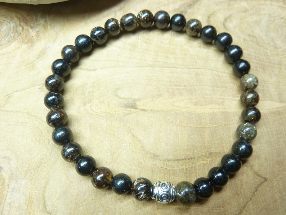 Bracelet Biotite mica - Perles rondes 6 mm 