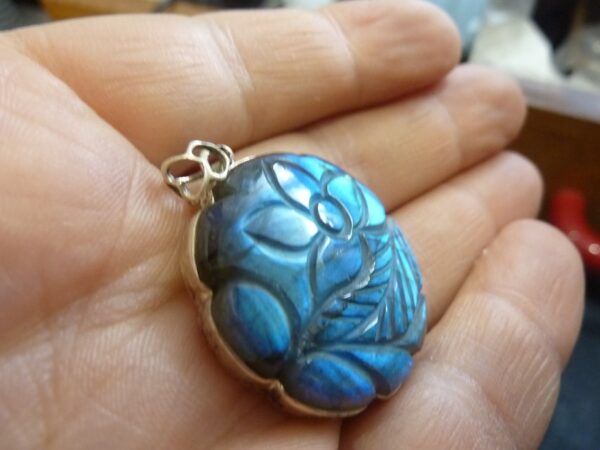 Pendentif Labradorite monture argent 925 ref 8436