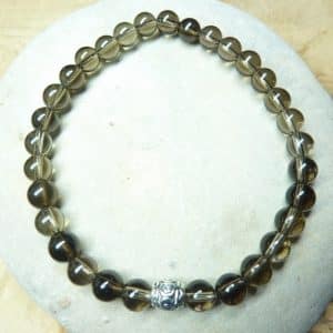 Bracelet Quartz fumé - Perles rondes 6 mm