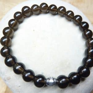 Bracelet Quartz fumé - Perles rondes 8 mm