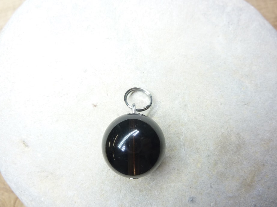 Pendentif Quartz fumé - Perles rondes 14 mm