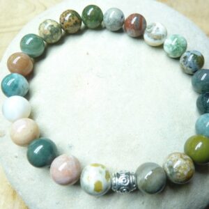 Bracelet Jaspe Océan - Perles rondes 8 mm