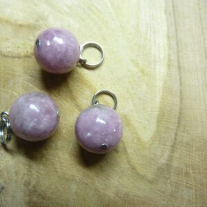 Pendentif Lépidolite - Perles rondes 12 mm