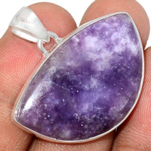 Pendentif Lépidolite monture argent 925 ref 3317