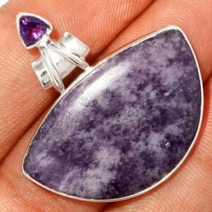 Pendentif Lépidolite-Améthyste monture argent 925 ref 9374