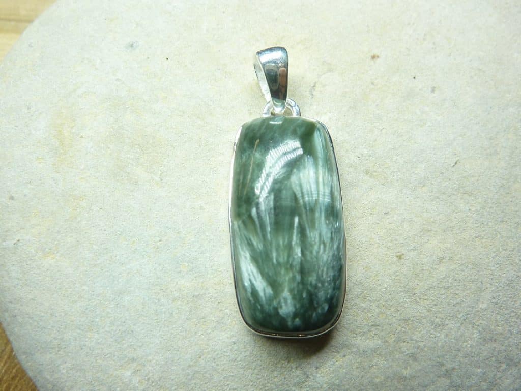 Pendentif Séraphinite monture argent 925 ref 2232