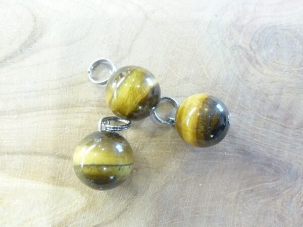 Pendentif Oeil de tigre - Perles rondes 12 mm