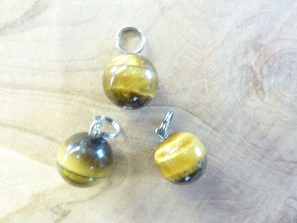 Pendentif Oeil de tigre - Perles rondes 12 mm