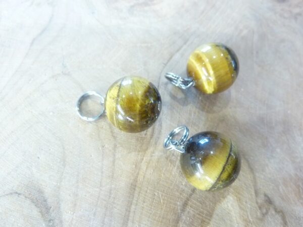 Pendentif Oeil de tigre - Perles rondes 12 mm
