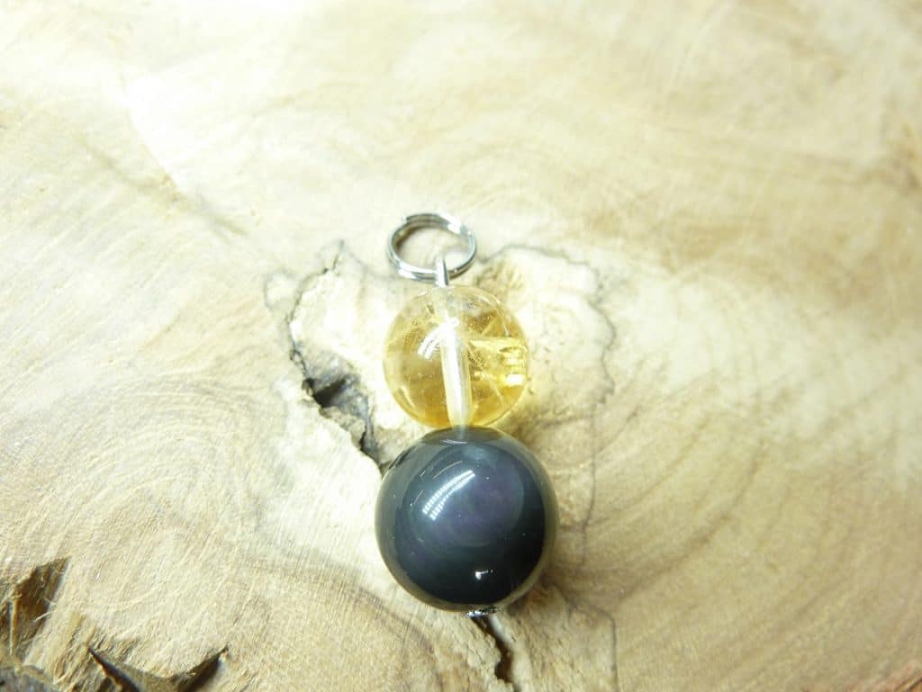 Pendentif citrine-Obsidienne oeil céleste 