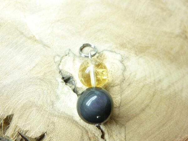 Pendentif citrine-Obsidienne oeil céleste