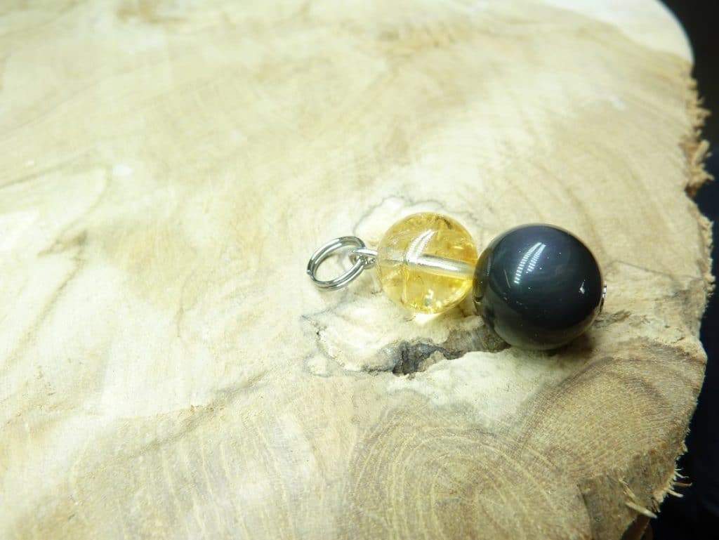 Pendentif citrine-Obsidienne oeil céleste 