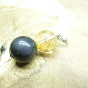 Pendentif citrine-Obsidienne oeil céleste