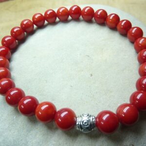 Bracelet Corail rouge - perles rondes 6 mm