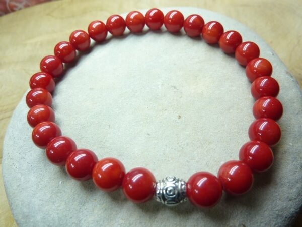 Bracelet Corail rouge - perles rondes 6 mm