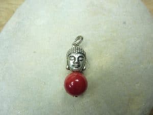 Pendentif Corail rouge - Perle ronde 10 mm