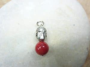 Pendentif Corail rouge - Perle ronde 10 mm