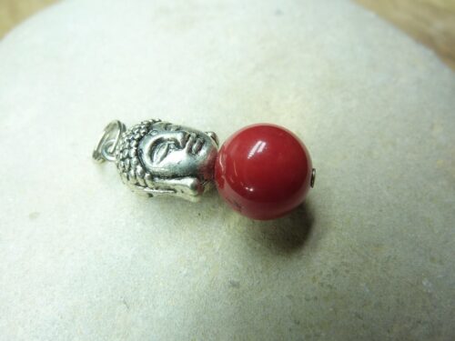 Pendentif Corail rouge - Perle ronde 10 mm