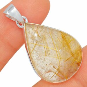 Pendentif Quartz rutile monture argent 925 ref 7338