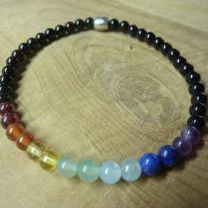 Bracelet Spinelle noir - Chakras - perles rondes 4 mm