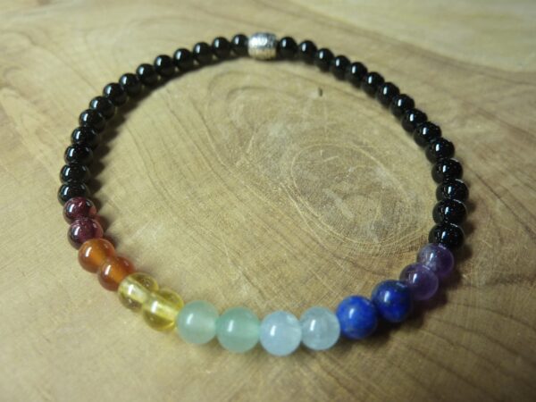 Bracelet Spinelle noir - Chakras - perles rondes 4 mm