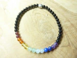 Bracelet Spinelle noir - Chakras - perles rondes 4 mm