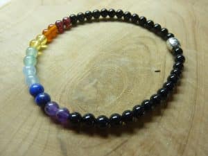 Bracelet Spinelle noir - Chakras - perles rondes 4 mm