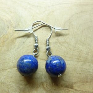 Boucles d'oreilles Lapis lazuli perles rondes 10 mm