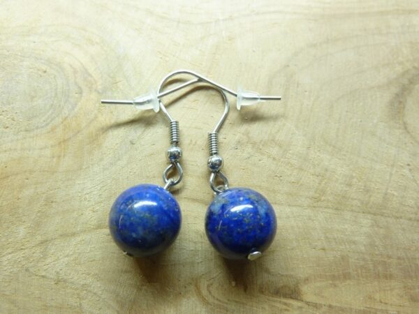 Boucles d'oreilles Lapis lazuli perles rondes 10 mm