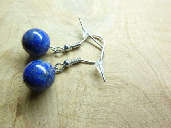 Boucles d'oreilles Lapis lazuli perles rondes 10 mm