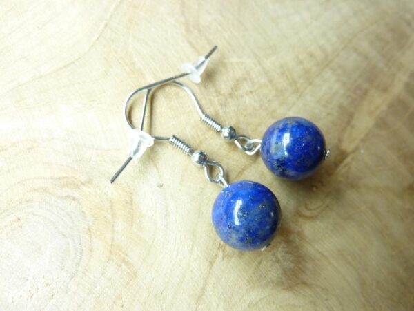Boucles d'oreilles Lapis lazuli perles rondes 10 mm