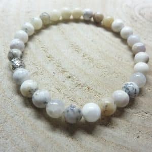 Bracelet Merlinite opale dentritique perles rondes 6 mm