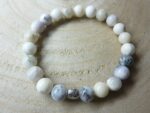 Bracelet Merlinite opale dentritique perles rondes 8 mm