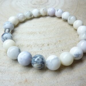 Bracelet Merlinite opale dentritique perles rondes 8 mm