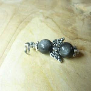 Pendentif Obsidienne argentée perles 8 mm
