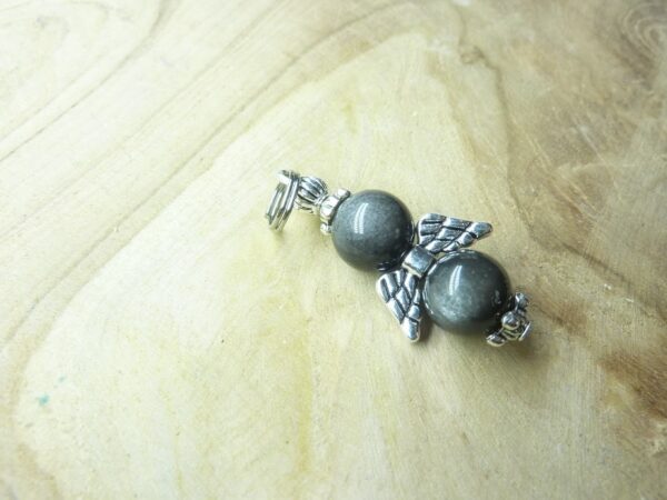 Pendentif Obsidienne argentée perles 8 mm